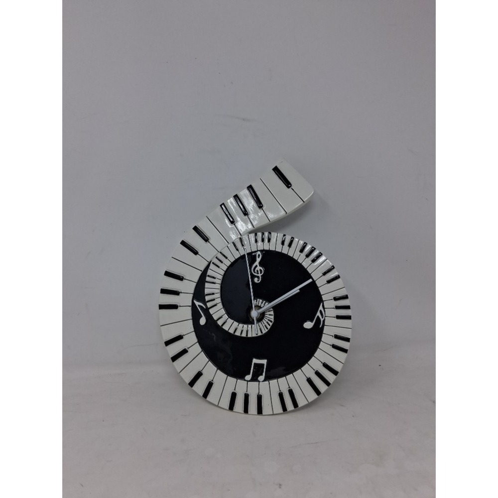 Modern Spiral Piano Key Wall Clock Black White Musical Note Treble Clef Decor